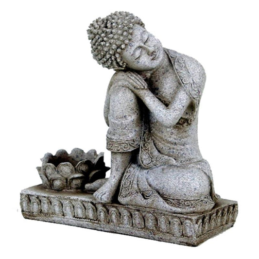 Kerzenhalter „Buddha“ steingrau
